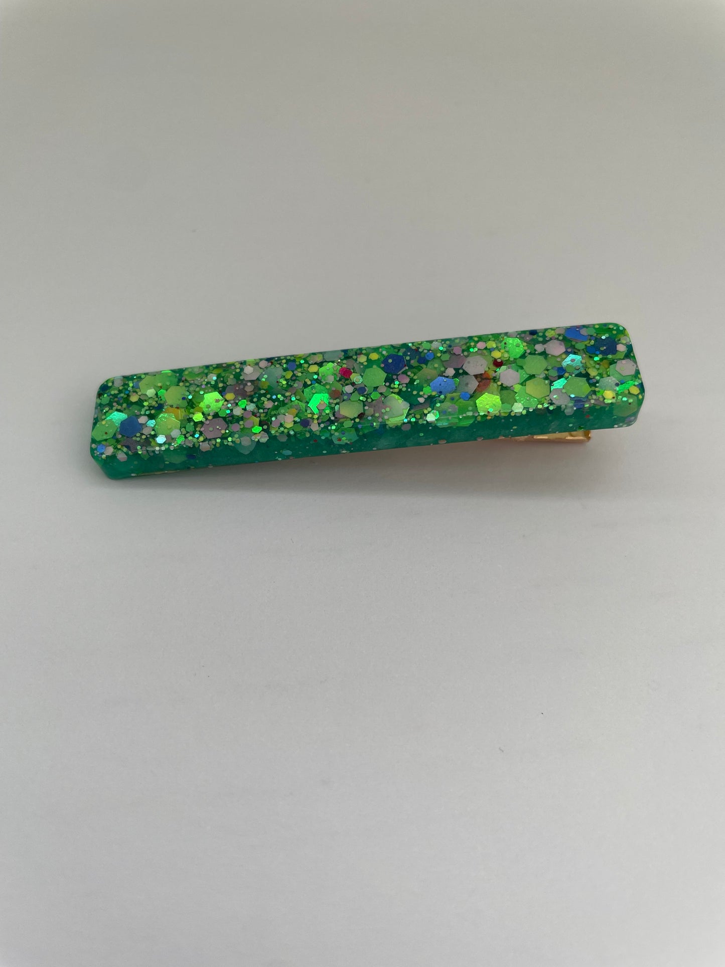 Barrette paillettes vertes