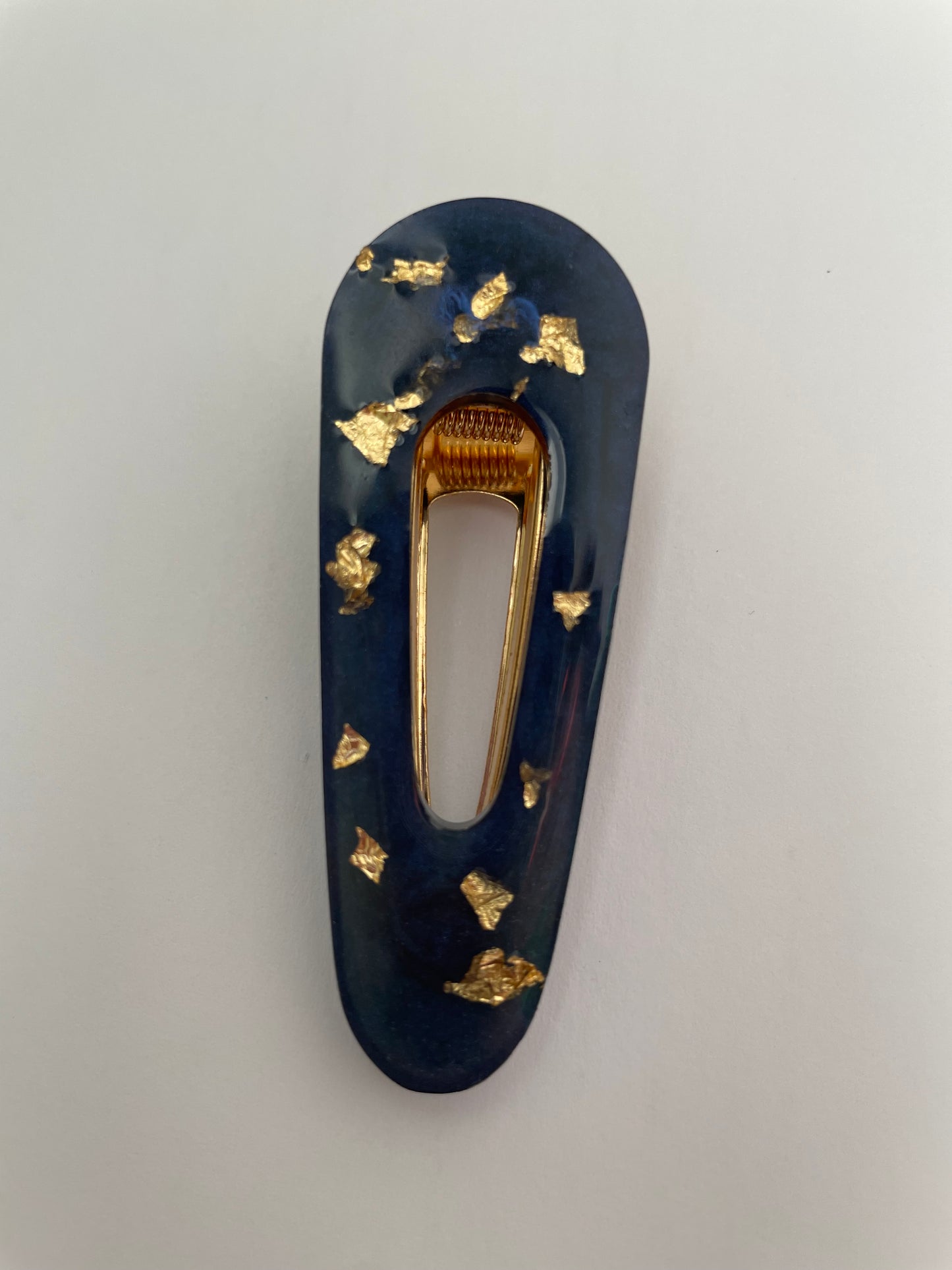 Barrette bleue / or