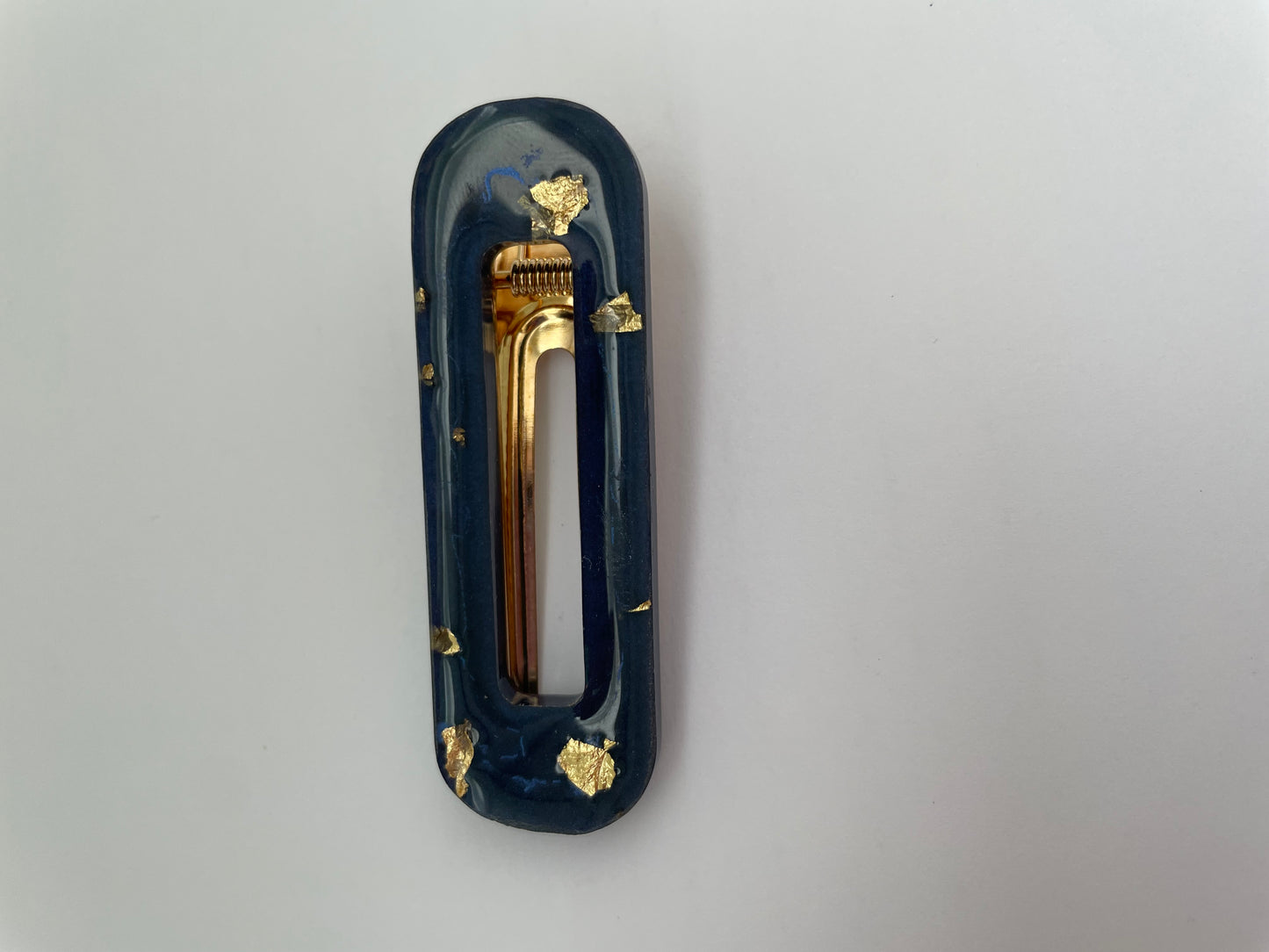 Barrette bleue / or