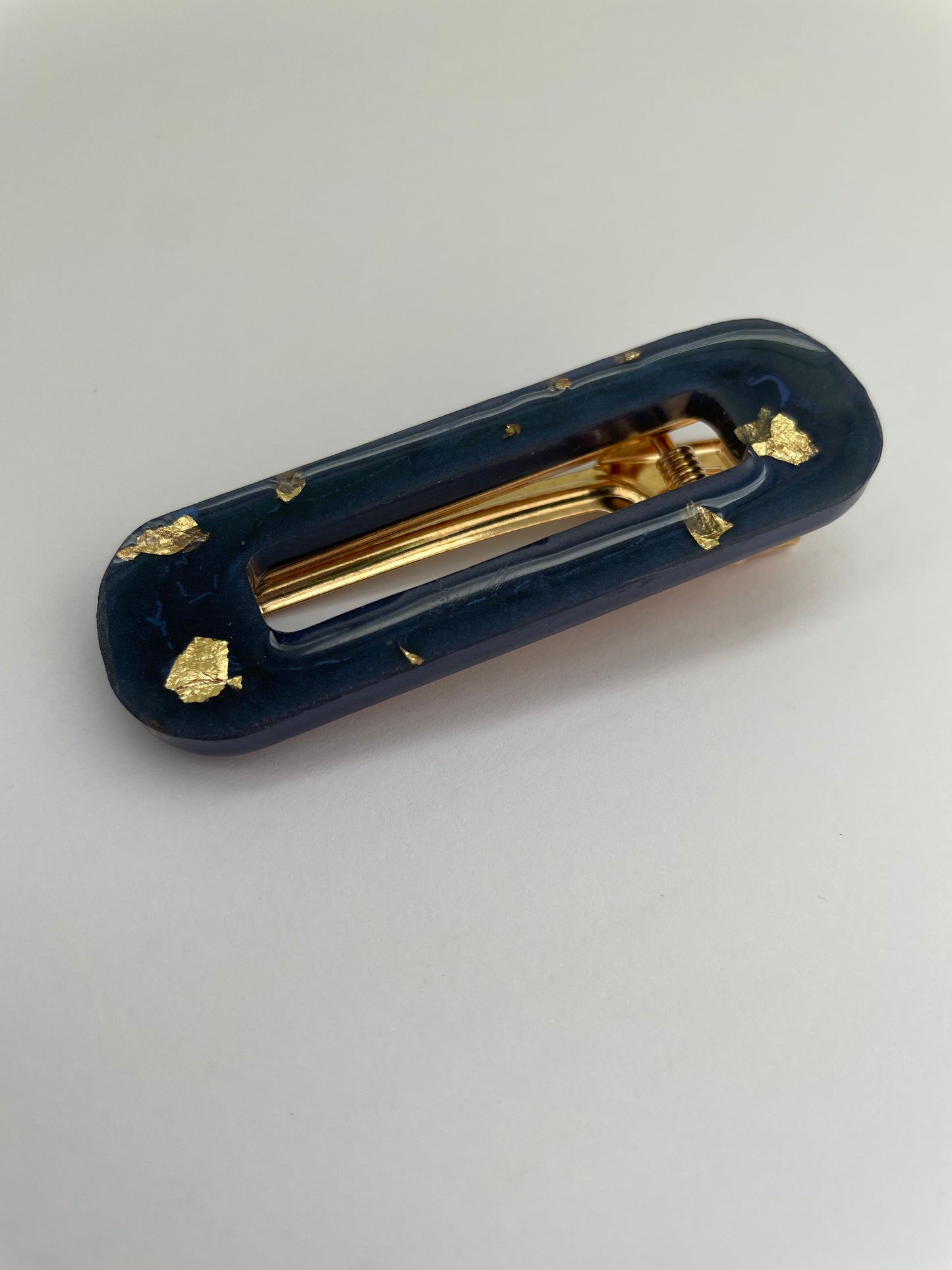 Barrette bleue / or