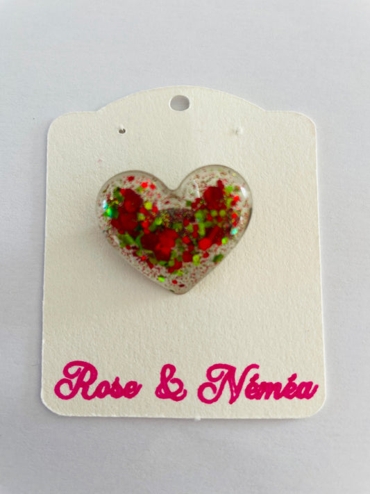 Petite broche cœur paillettes