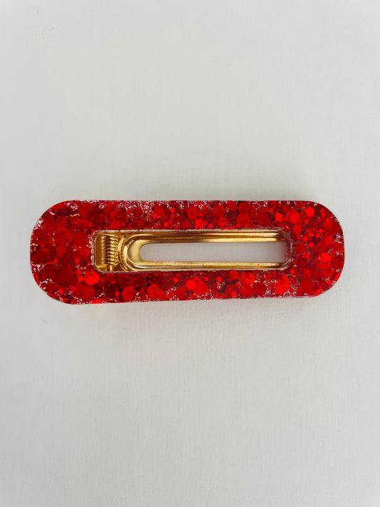 Barrette rouge à paillettes