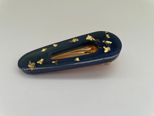 Barrette bleue / or