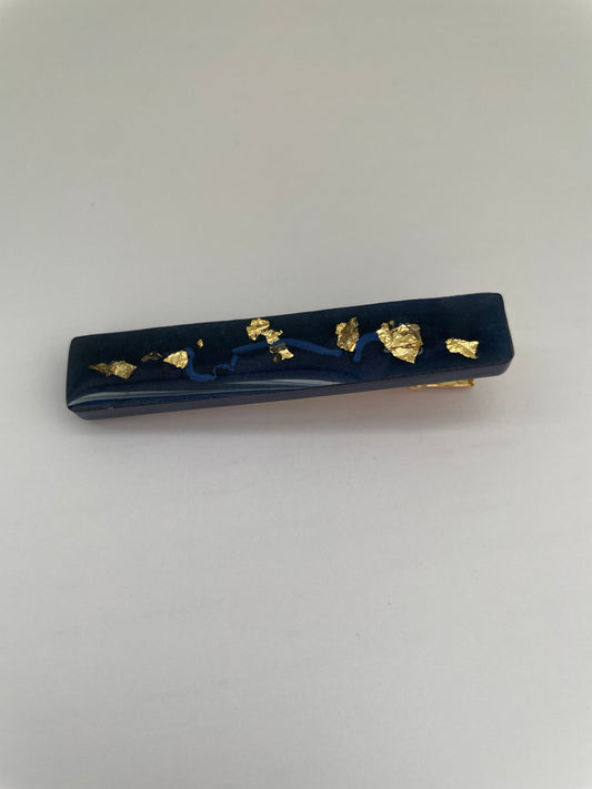 Barrette bleue / or