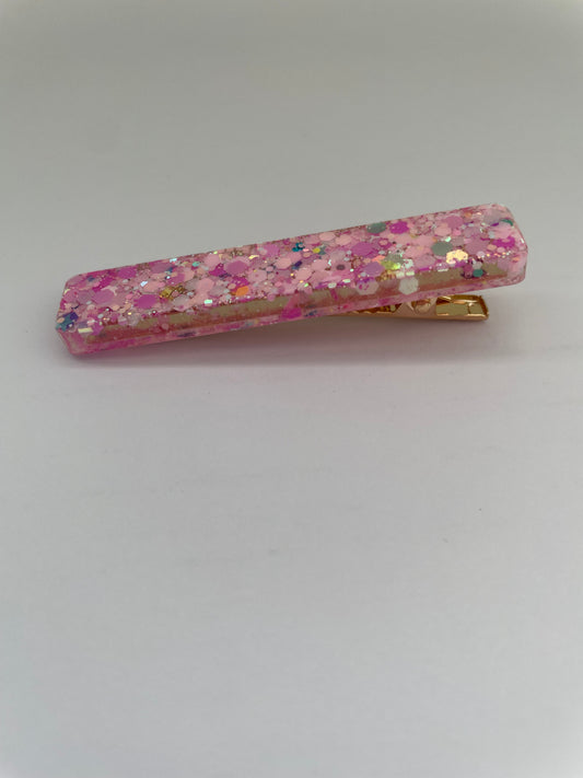 Barrette paillettes roses