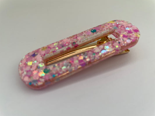 Barrette paillettes roses