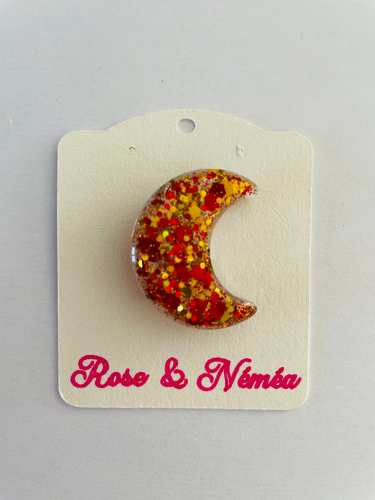 Broche lune à paillettes