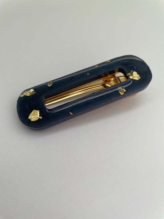 Barrette bleue / or
