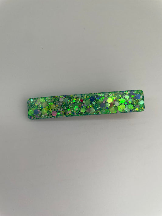 Barrette paillettes vertes
